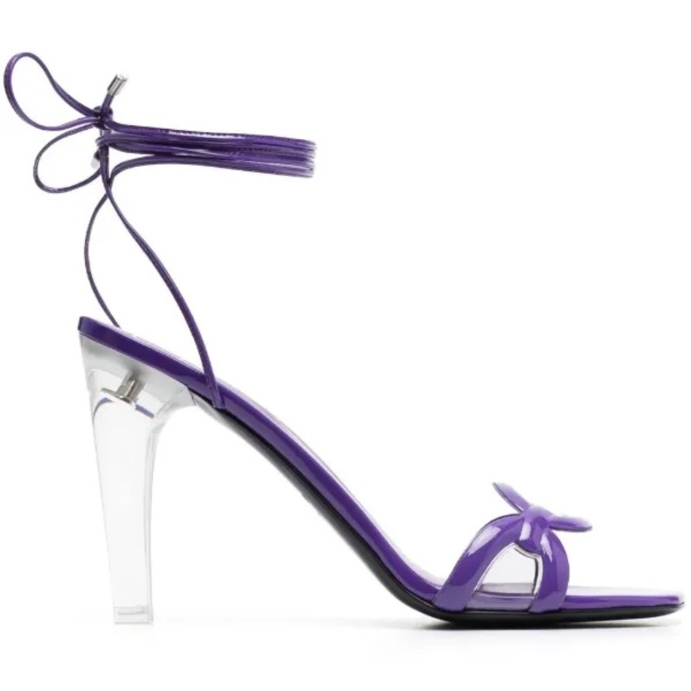 Valentino Garavani Purple Lace-Up Sandals with Clear Heel – New in Box - Picture 7 of 9